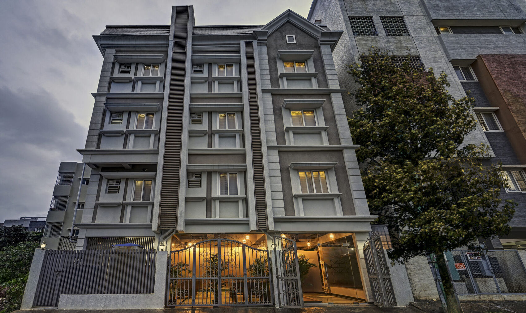 Facade at dusk